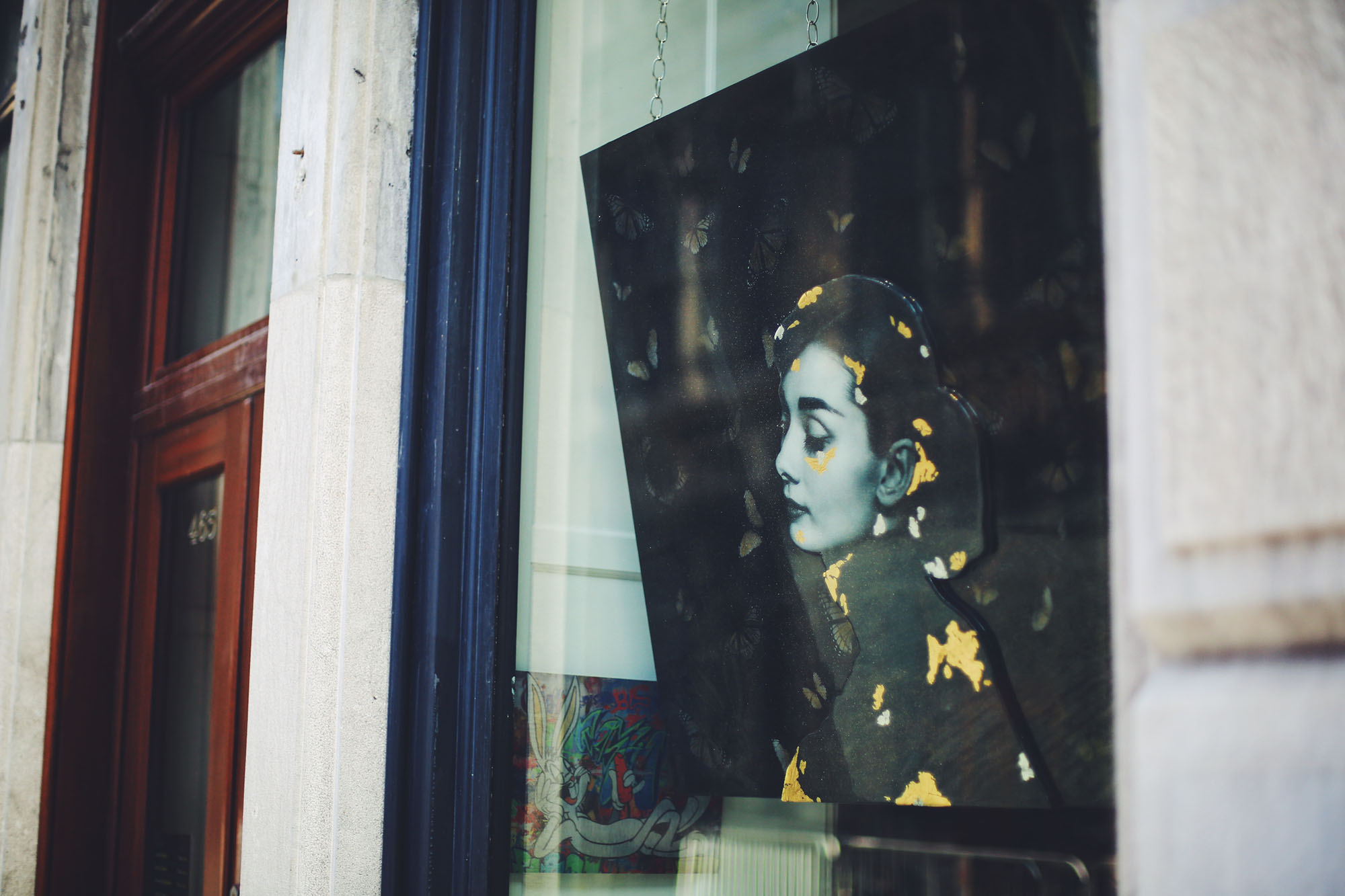 Poster of Audrey Hepburn in urban background
