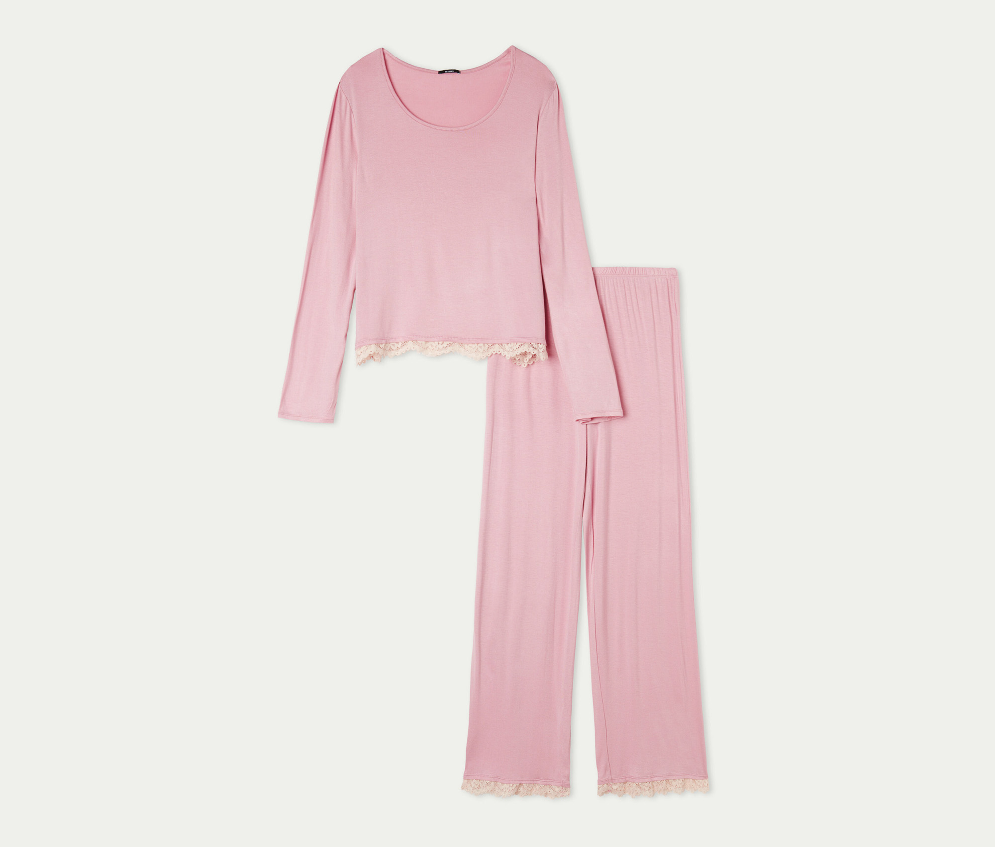 Ροζ απαλή πυτζάμα με παντελόνι και μπλούζα