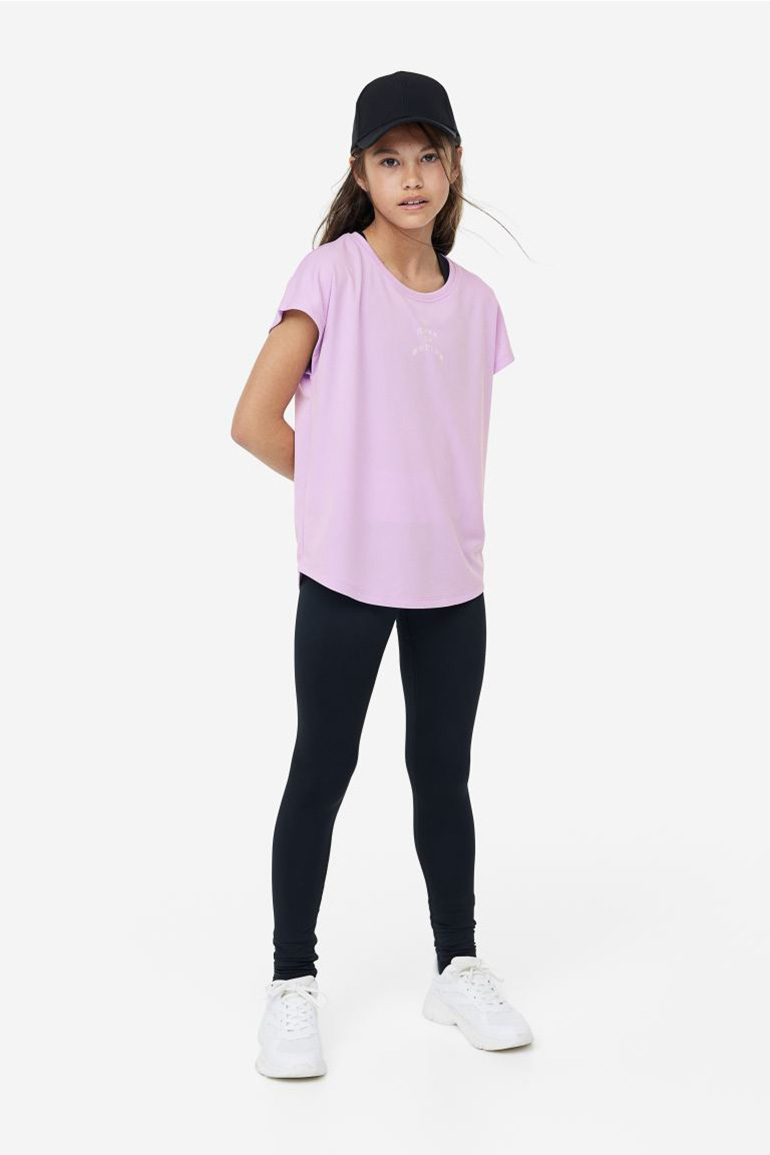 Baby Pink T-shirt και μαύρο κολάν για κορίτσια, H&M