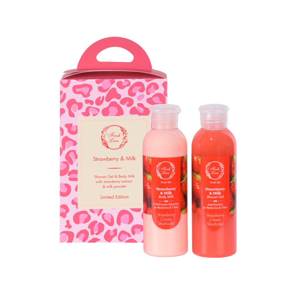 Σετ Shower Gel & Body Milk, Strawberry and Milk